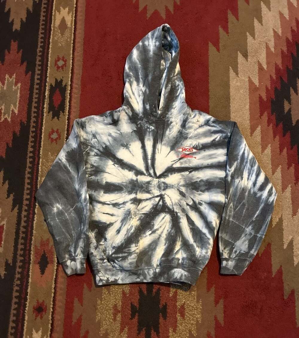 Jacks Surfboards Tie-Dye Pullover Hoodie Black White Men's Size Medium